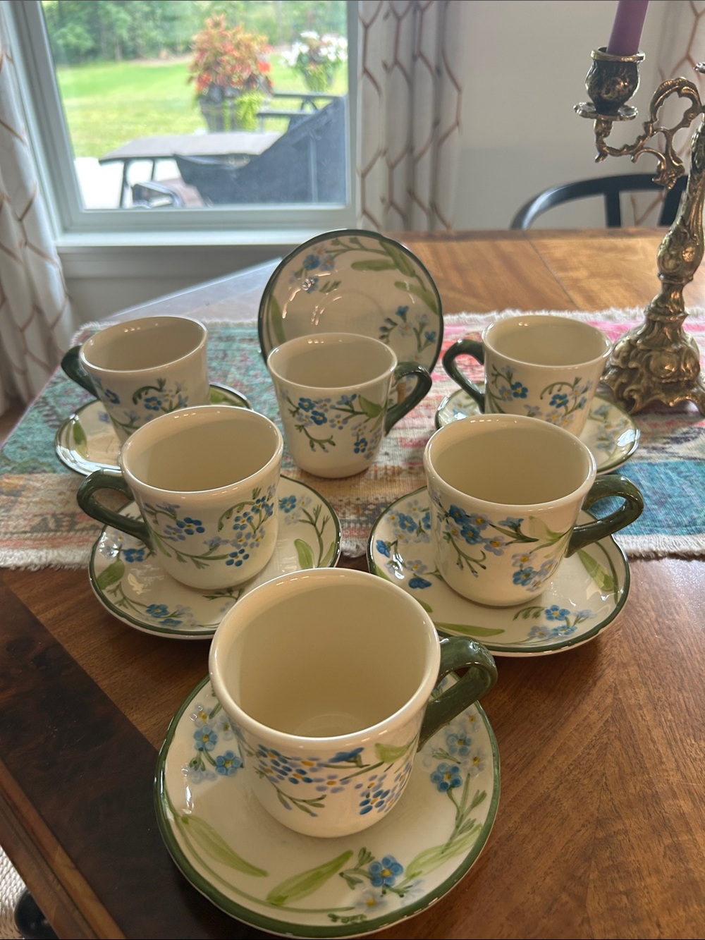 Lot of 6 Vtg FRANCISCAN Forget Me Not Cup & Saucer sets 70s